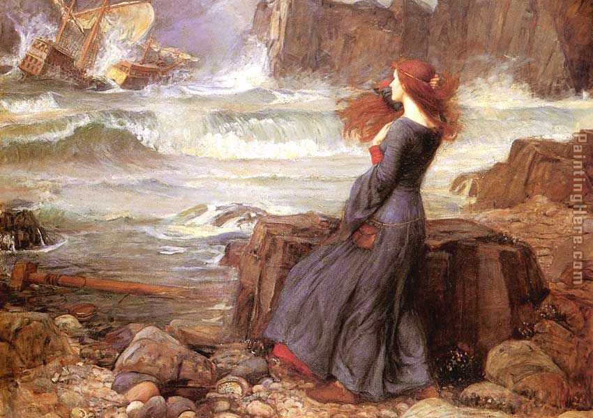 Miranda - The Tempest painting - John William Waterhouse Miranda - The Tempest art painting